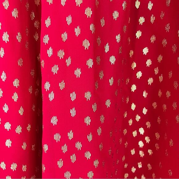 Vince Camuto red gold dot ruffle high neck holiday Christmas top small - Picture 5 of 9